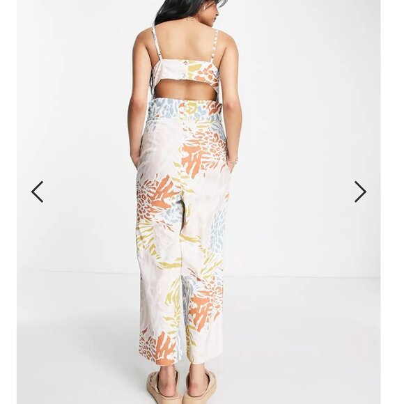 NWT ASOS DESIGN button open back minimalist jumpsuit in marble print Size 0 - Picture 3 of 4